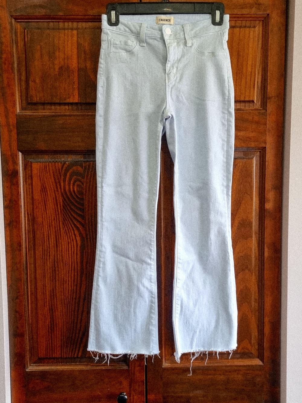 L'AGENCE High-Rise Crop Light Blue Flare Jeans